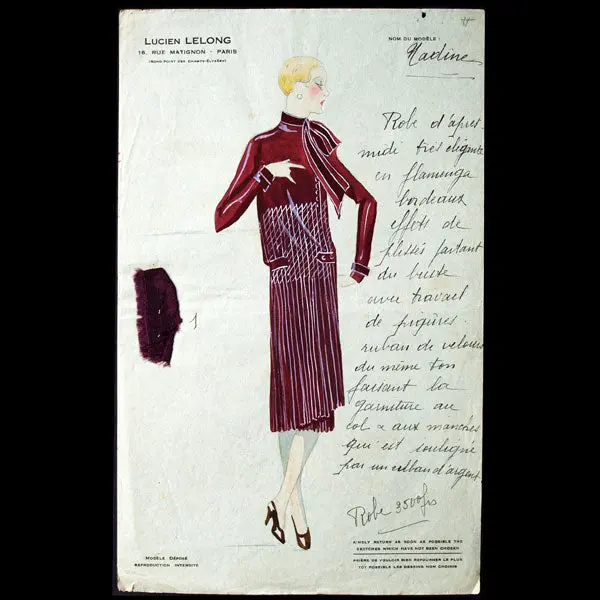 Dessin De La Maison Lucien Lelong, Modèle Nadine (Circa 1925) 1