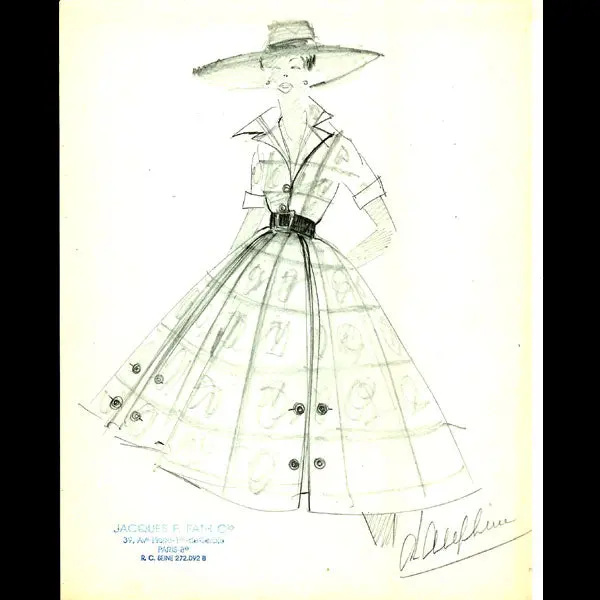 Fath - Dessin De La Maison Jacques Fath (Circa 1950) 1