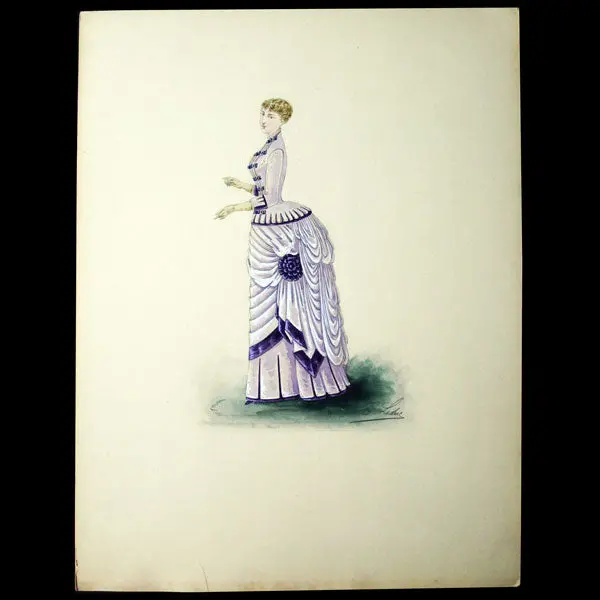 Ernest Leduc - Dessin D'une Robe Pour Une Maison De Couture (Circa 1860-1870) 1