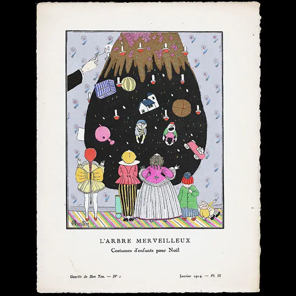 Gazette Du Bon Ton - L'arbre Merveilleux, Costumes D'enfants Pour Noël, Planche De Charles Martin (N°1, 1914) 1