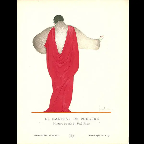 Gazette Du Bon Ton - Le Manteau De Pourpre, Manteau Du Soir De Paul Poiret, Planche De Georges Lepape (N°2, 1914) 1