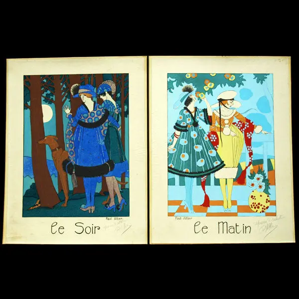 Le Soir Et Le Matin, Paire D'épreuves D'artiste Au Pochoir De Paul Allier (Circa 1925) 1