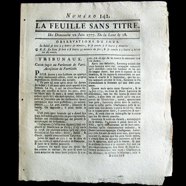 La Feuille Sans Titre, Coiffure À L'aigrette Parasol, 22 Juin 1777 1
