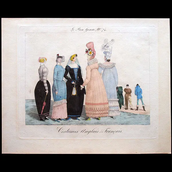 Le Bon Genre, Gravure N°74, Costumes Anglais & Français (1815) 1