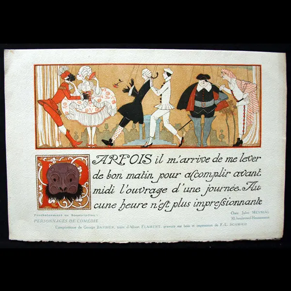 Barbier - Annonce De La Parution De Personnages De Comédie (1921) 1