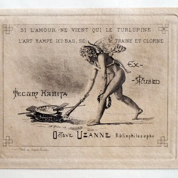 Ex-Libris D'octave Uzanne, Si L'amour Ne Vient Qui Le Turlupine 1