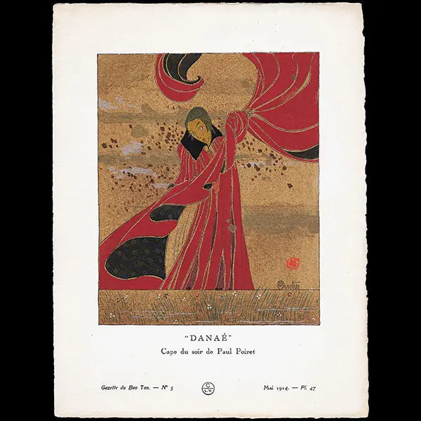 Gazette Du Bon Ton - Danaé, Cape Du Soir De Paul Poiret, Planche De Charles Martin (N°5, 1914) 1