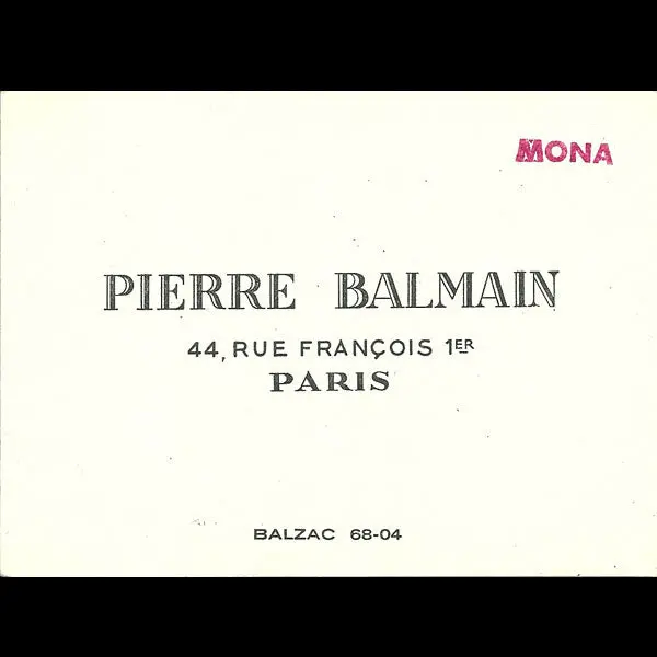 Balmain, Carnet De Défilé, Circa 1955 1