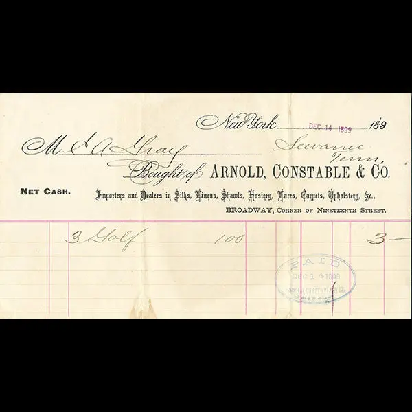 Arnold, Constable & Co - Facture, Broadway, Corner Of Nineteenth Street À New York (1899) 1