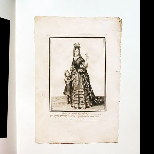 Dame En Habit De Velour, Gravure D'henri Bonnart D'après Robert Bonnart (Circa 1690-1700) 2