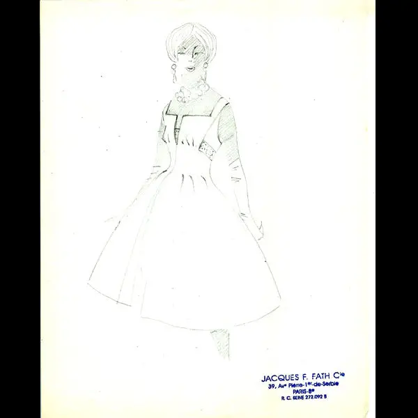 Fath - Dessin De La Maison Jacques Fath (Circa 1950) 1