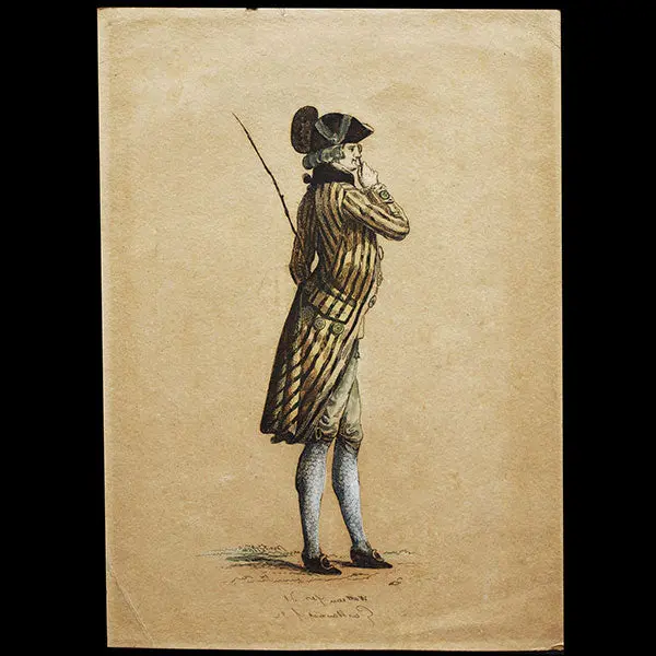 Gallerie Des Modes Et Costumes Français, 1778-1787, Gravure N° Ppp 366, Le Lorgneur Séduisant Par Watteau, Reproduction Par Guillaumot (1875) 1