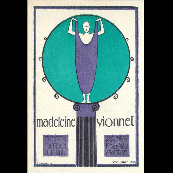Vionnet - Carte De La Maison, 222 Rue De Rivoli À Paris (Circa 1919) 1