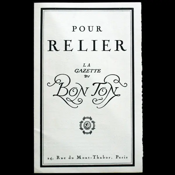 Gazette Du Bon Ton, Pour Relier La Gazette Du Bon Ton (1920) 1