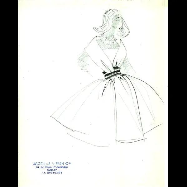Fath - Dessin De La Maison Jacques Fath (Circa 1950) 1