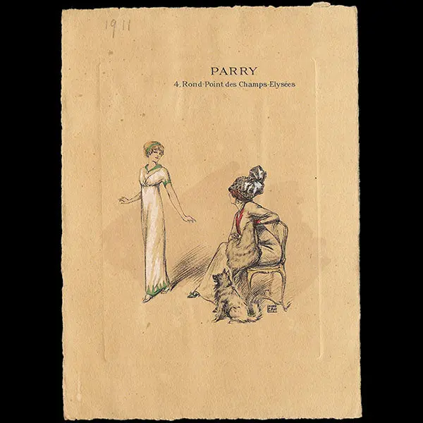 Jean Patou - Carte De La Maison De Couture Parry, Illustrée Par André Leroy (1911) 1