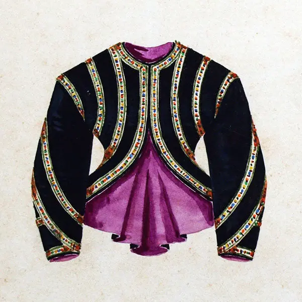 Modèle De Veste, Dessin À L'aquarelle (Circa 1860-1870) 2