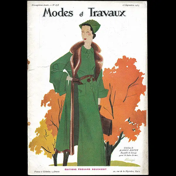 Modes Et Travaux, 1Er Août 1935, Couverture De Benigni D'un Modèle De Maggy Rouff 1