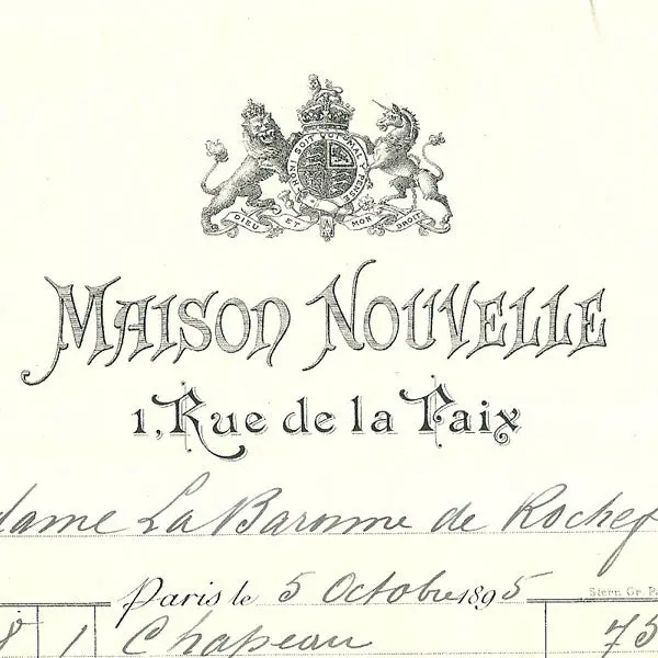 Facture De Maison Nouvelle, Maison De Modes, 1 Rue De La Paix À Paris (1895) 2