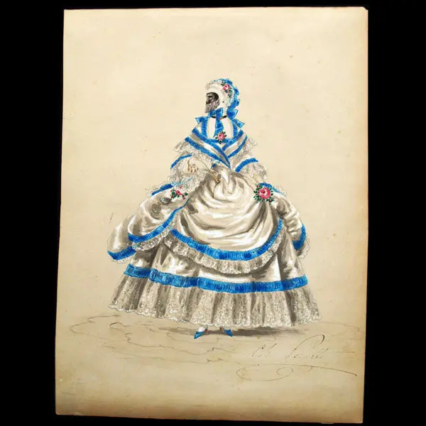Dessin De Charles Pilatte Pour Les Maisons Worth Ou Ghys (Circa 1860-1870) 1