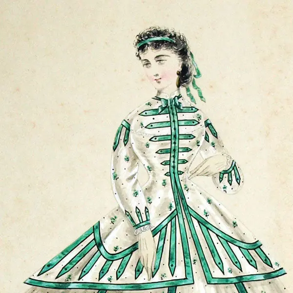 Dessin De Charles Pilatte Pour Les Maisons Worth Ou Ghys (Circa 1860-1870) 2