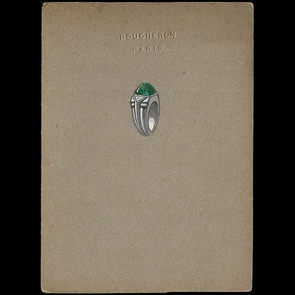 Boucheron - Bague À L'émeraude : Projet De Bijou (Circa 1940S) 1