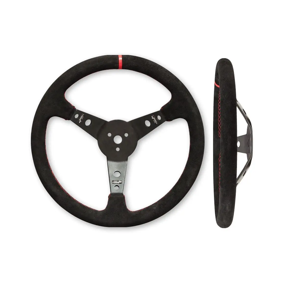 Longacre 15" Aluminum Dished Racing Wheel, Suede Wrapped - Black 1