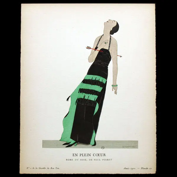 Gazette Du Bon Ton - En Plein Coeur, Robe Du Soir De Paul Poiret, Planche D'andré Marty (N°2, 1922) 1