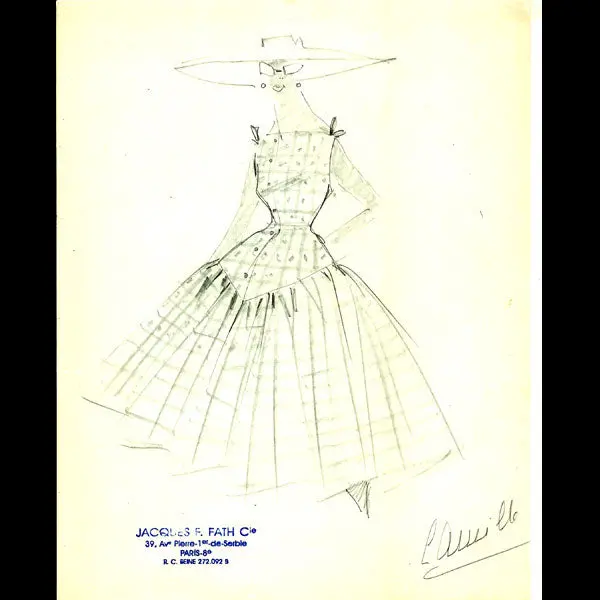 Fath - Dessin De La Maison Jacques Fath (Circa 1950) 1