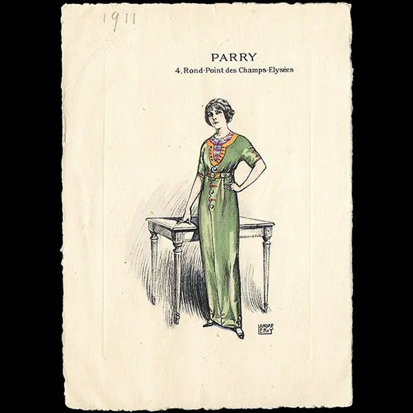 Jean Patou - Carte De La Maison De Couture Parry, Illustrée Par André Leroy (1911) 1
