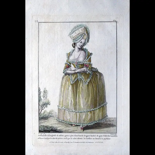 Gallerie Des Modes Et Costumes Français, Gravure N° Qq 234, Déshabillé À L'anglaise De Taffetas Garni (1782) 1