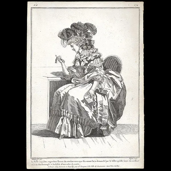 Gallerie Des Modes Et Costumes Français, 1778-1787, Gravure N° Zz 274, Belle Inquiète Par Watteau (1784) 1