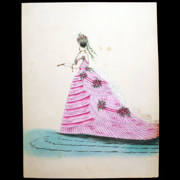 Dessin De Charles Pilatte Pour Les Maisons Worth Ou Ghys (Circa 1860-1870) 1