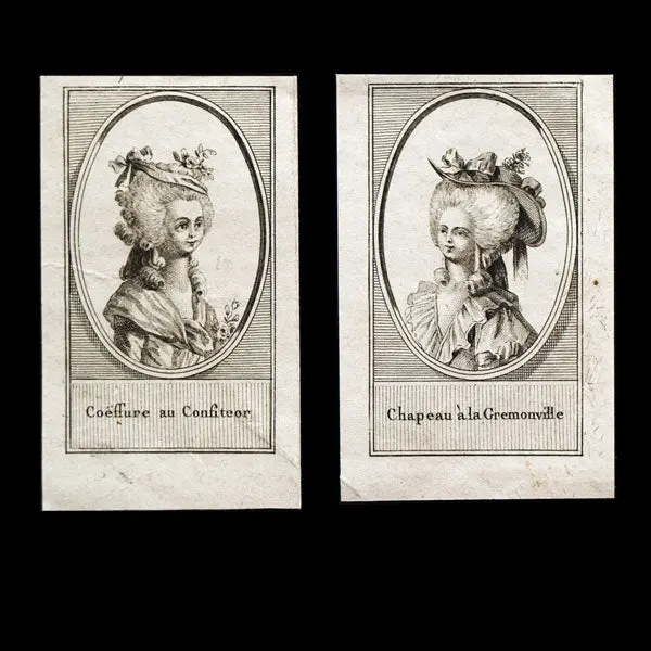 Gallerie Des Modes Et Costumes Français, 13Ème Suite De Coiffures, Coiffure Au Confiteor, Chapeau À La Gremonville (1785) 1