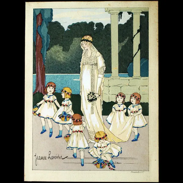 Jeanne Lanvin, La Mariée Et Ses Demoiselles D'honneur, Pochoir Provenant D'une Invitation À Une Présentation De Modèles (1912) 1