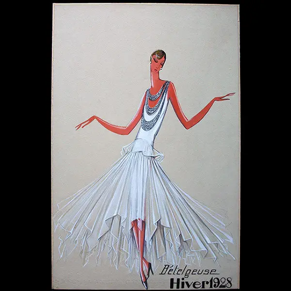 Jeanne Lanvin - Dessin De La Robe Betelgeuse, Hiver 1928 1