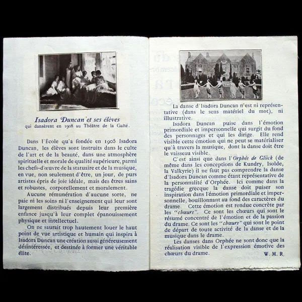 Isadora Duncan Au Parthénon, Programme D'orphée Et Eurydice Au Palais De Trocadéro Illustré Par Steichen (1920) 2