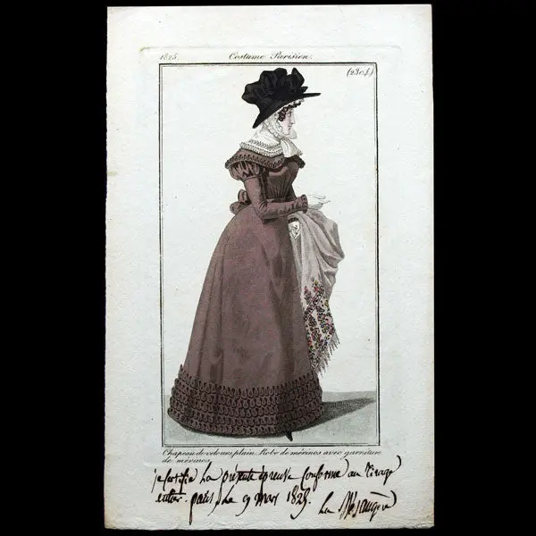 Costume Parisien, Journal Des Dames Et Des Modes, Épreuve De La Planche 2304 Annotée Par La Mésangère (9 Mars 1825) 1