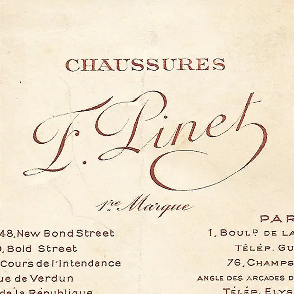 François Pinet - Carte De La Maison De Chaussures, 1 Boulevard De La Madeleine À Paris (Circa 1910) 2