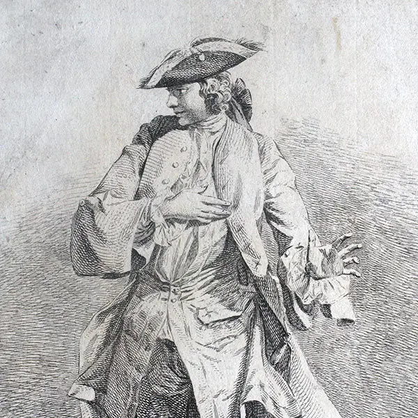 Gravelot - Homme Élégant, Gravure De La Suite De Figures De Mode Masculine Gentlemens Modern Habits (1744) 2