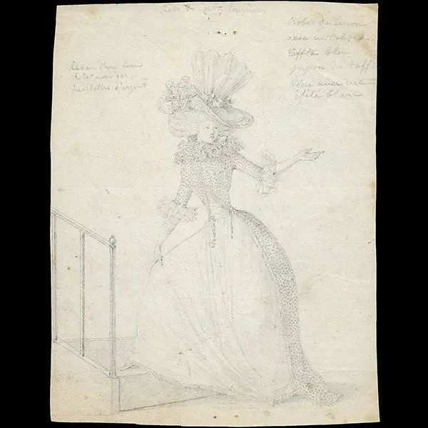 Magasin Des Modes Nouvelles - Dessin De Defraine Pour La Planche Du 17Ème Cahier De La 3Ème Année (1788) 1