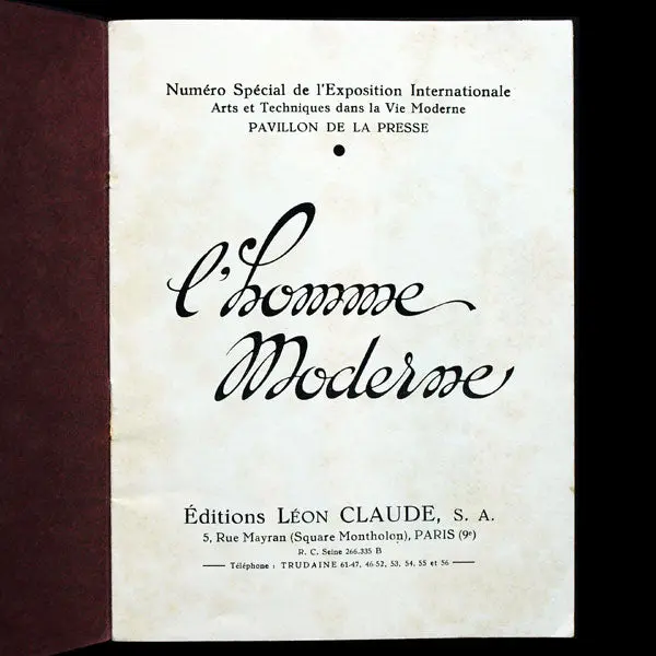 L'homme Moderne, Numéro Spécial De L'exposition Internationale Des Arts Et Techniques Dans La Vie Moderne (1937) 2