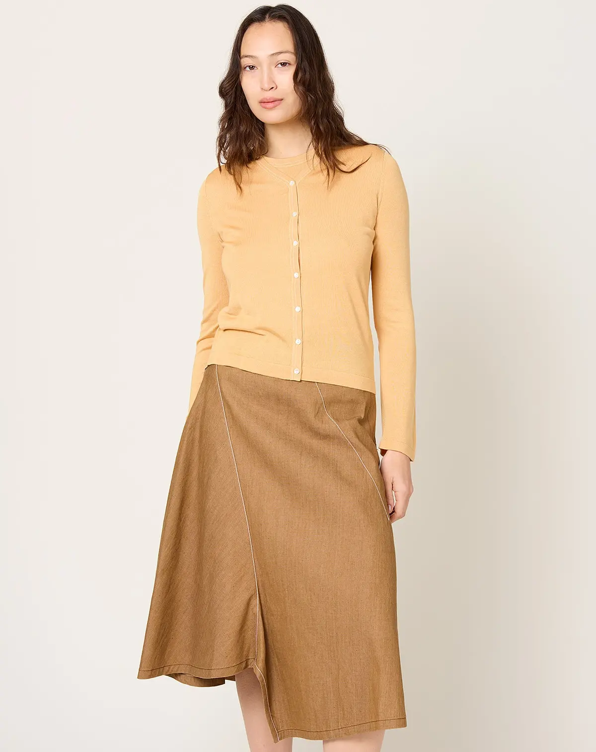 Contrast Stitch Cardigan In Creamsicle 1