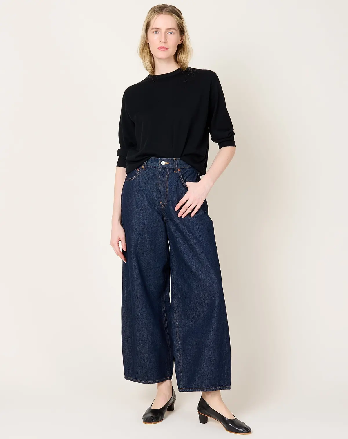Cropped Roomy Jean In Rinsed Raw 1