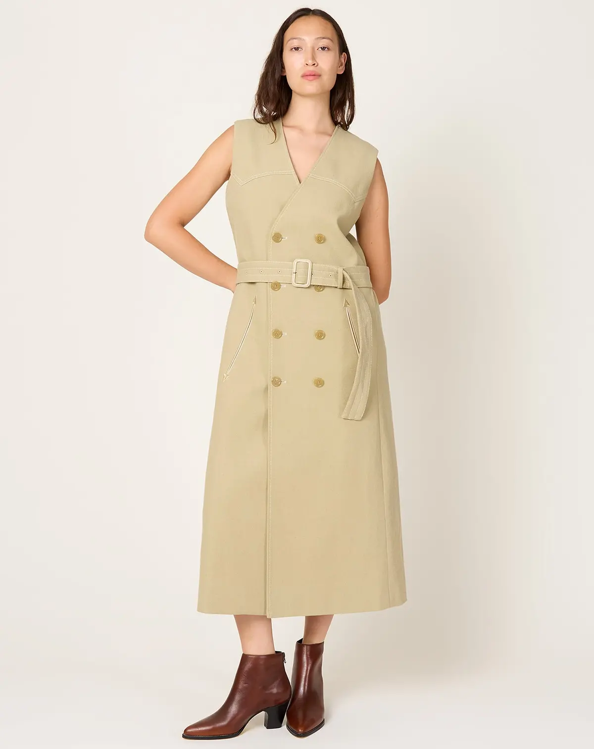 Db Belted Dress In Sand 1