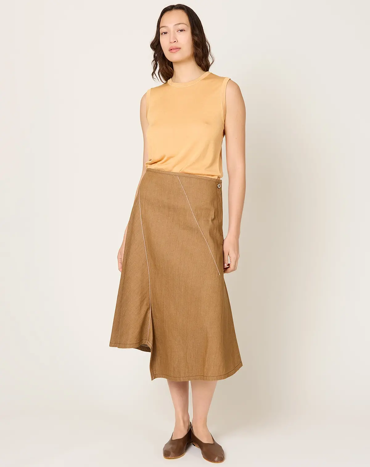 Diagonal Denim Skirt In Tawny 1