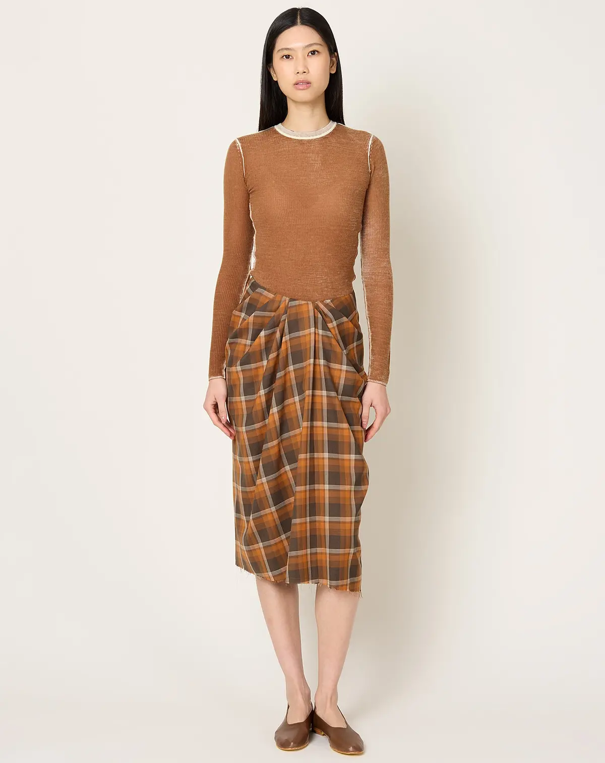Draped Tartan Skirt In Red Rock 1