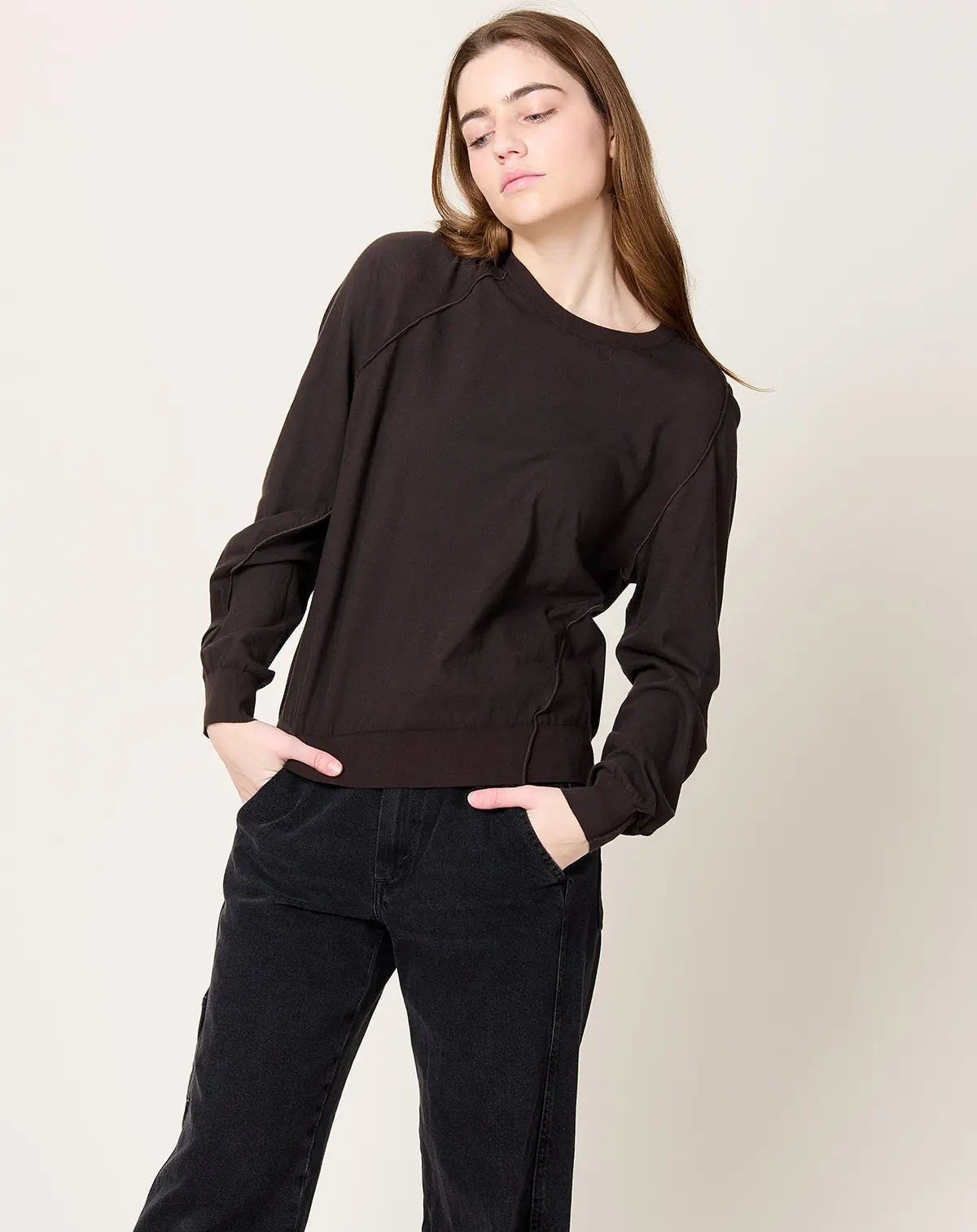 Inside Out Crewneck In Espresso 1