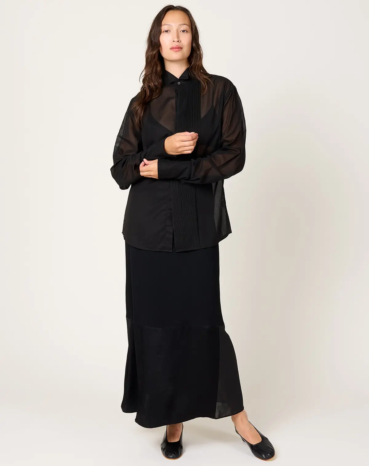 Micro Pleat Formal Shirt In Black 1