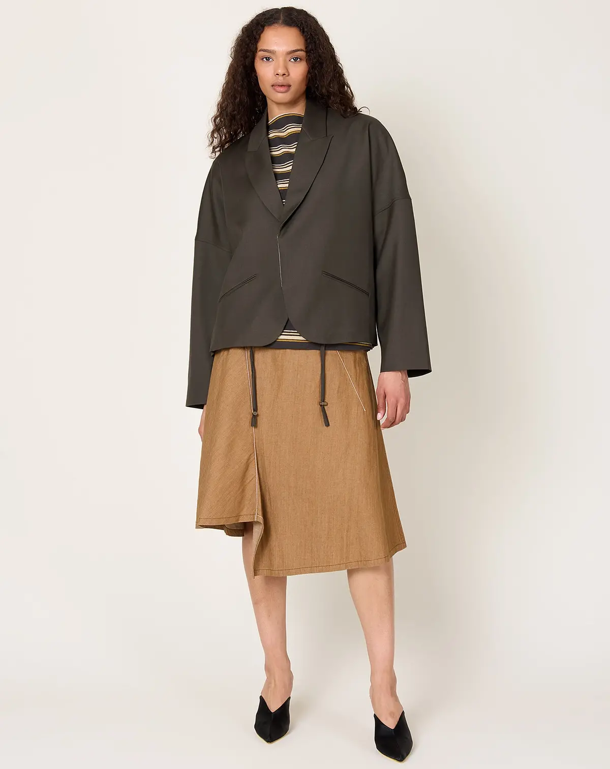 Relaxed Cardigan Blazer In Army 1